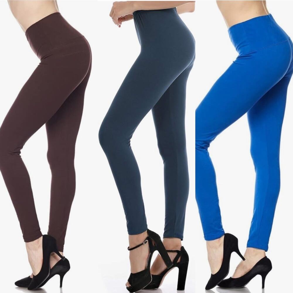 3 New‎ Mix Leggings Soft Super Comfort Sports Yoga Workout Stretch Pants SMALL